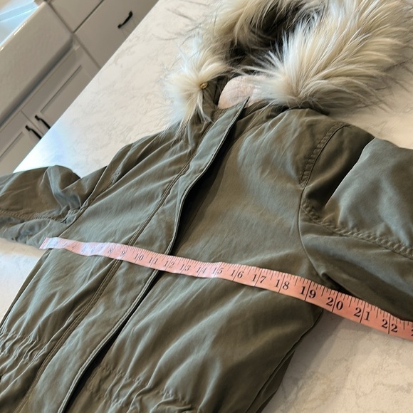 Abercrombie & Fitch 3-In-One Women's Olive Parka Jacket Removable Fur Hood Small - Picture 9 of 16